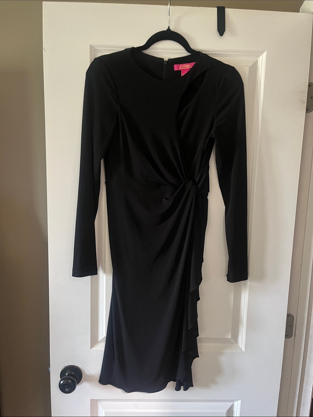 Catherine Malandrino Black Long-Sleeve Twist-Detail Dress